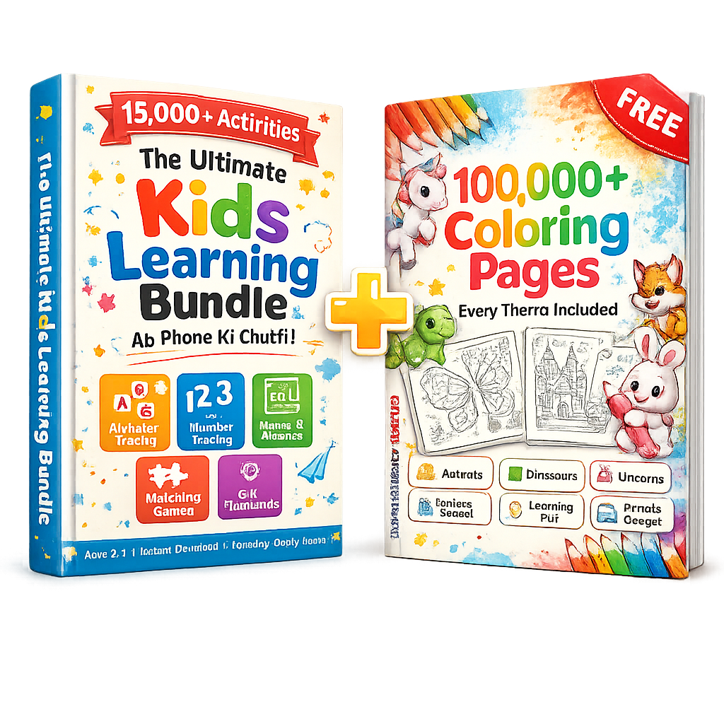 Kids Learning & Coloring Activity Bundle – 15,000+ Worksheets + 100,000+ Coloring Pages (Ages 2-7).